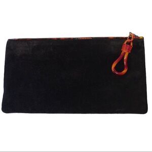 Shirl Miller Ltd Vintage Suede Clutch with Tortoise Shell Trim